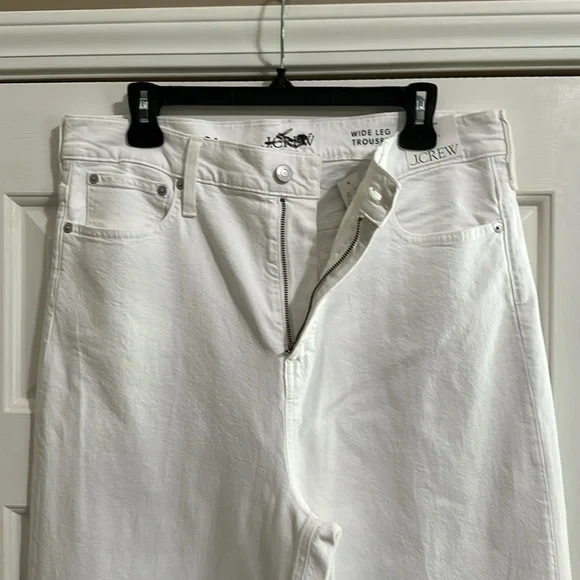 J.Crew The Tall High Rise Wide Leg Denim Trouser in White (31 Tall) - Picture 6 of 9